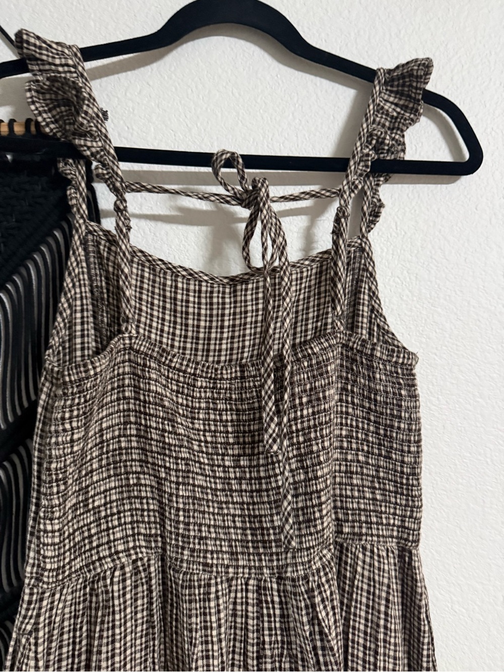 Plaid Midi Sundress in Black & Brown gingham - Picture 3 of 4